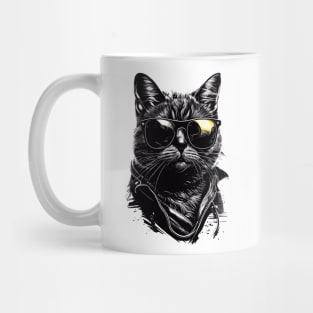 Cool Black Cat with Shades Mug